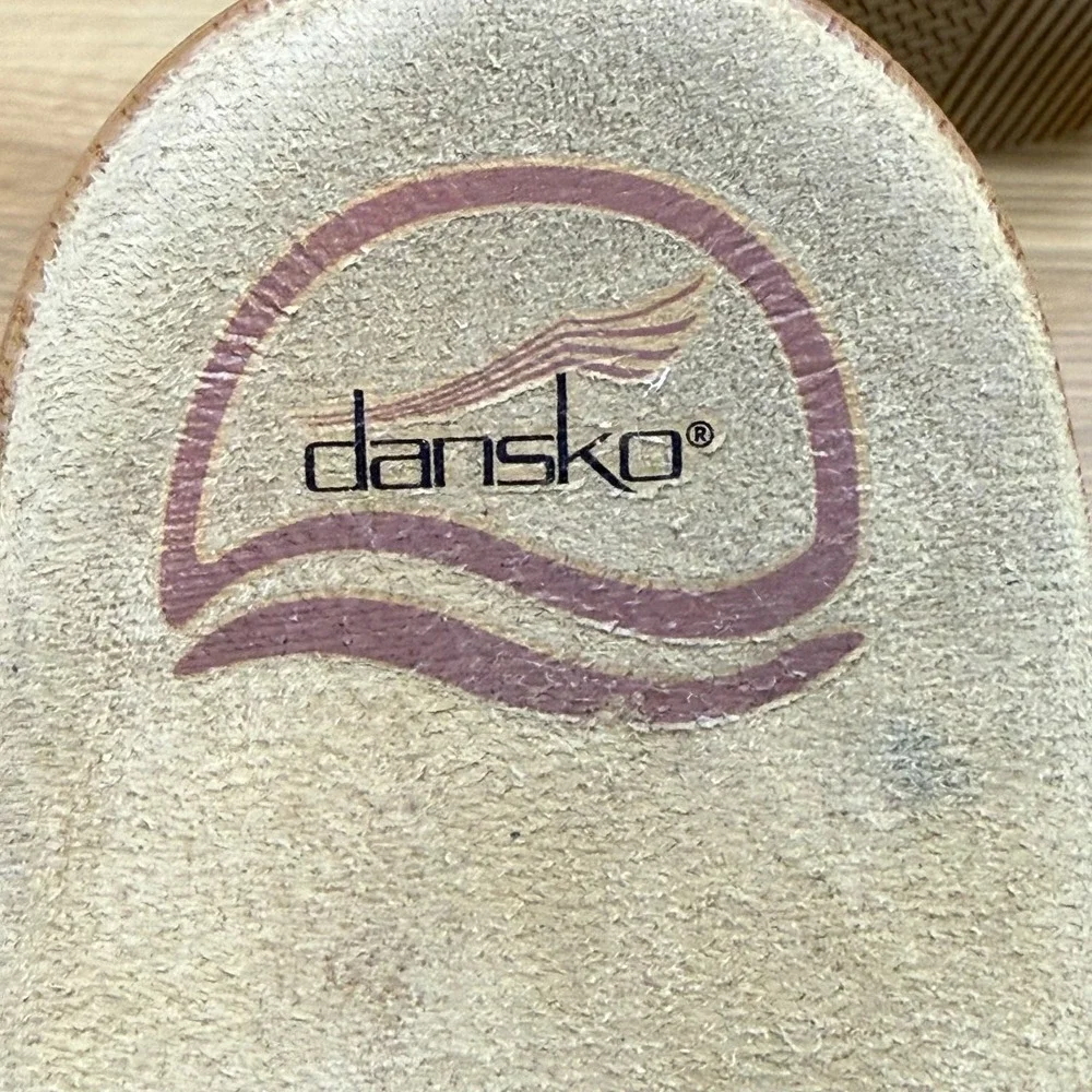 Dansko Flower Cut Out Sandals Womens 11 EU 41 Blue Leather Buckle‎ Slip On Wedge